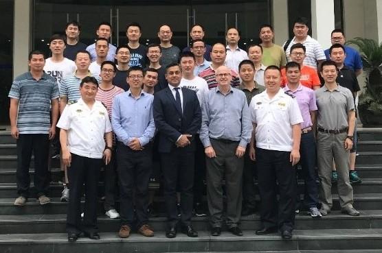 PSCOs of the China MSA at the Maritime Training Centre with (front row, left to right) Chang Haiqing (MSA Training Centre), Qu Shensen, Ajay Gour, Oliver Pointon, Fu Guoqing (MSA Training Centre